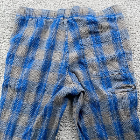 Kavu Pants Mens Medium Blue Gray Plaid Lounge Drawstring Casual Woven Cotton - Picture 7 of 10